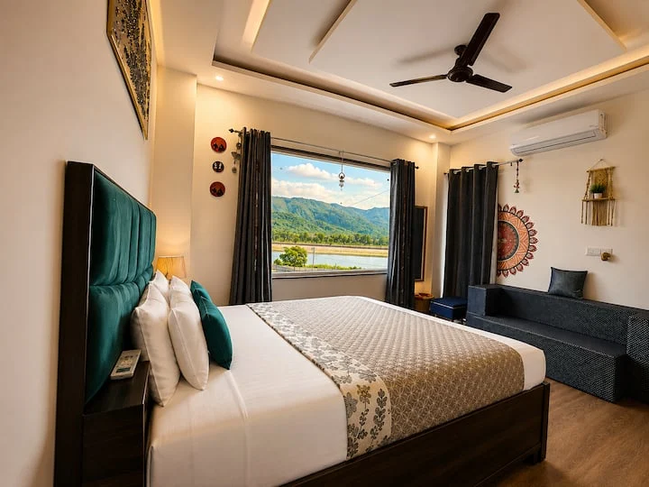 Living space at Advaitam Ganga and Hill View homestay