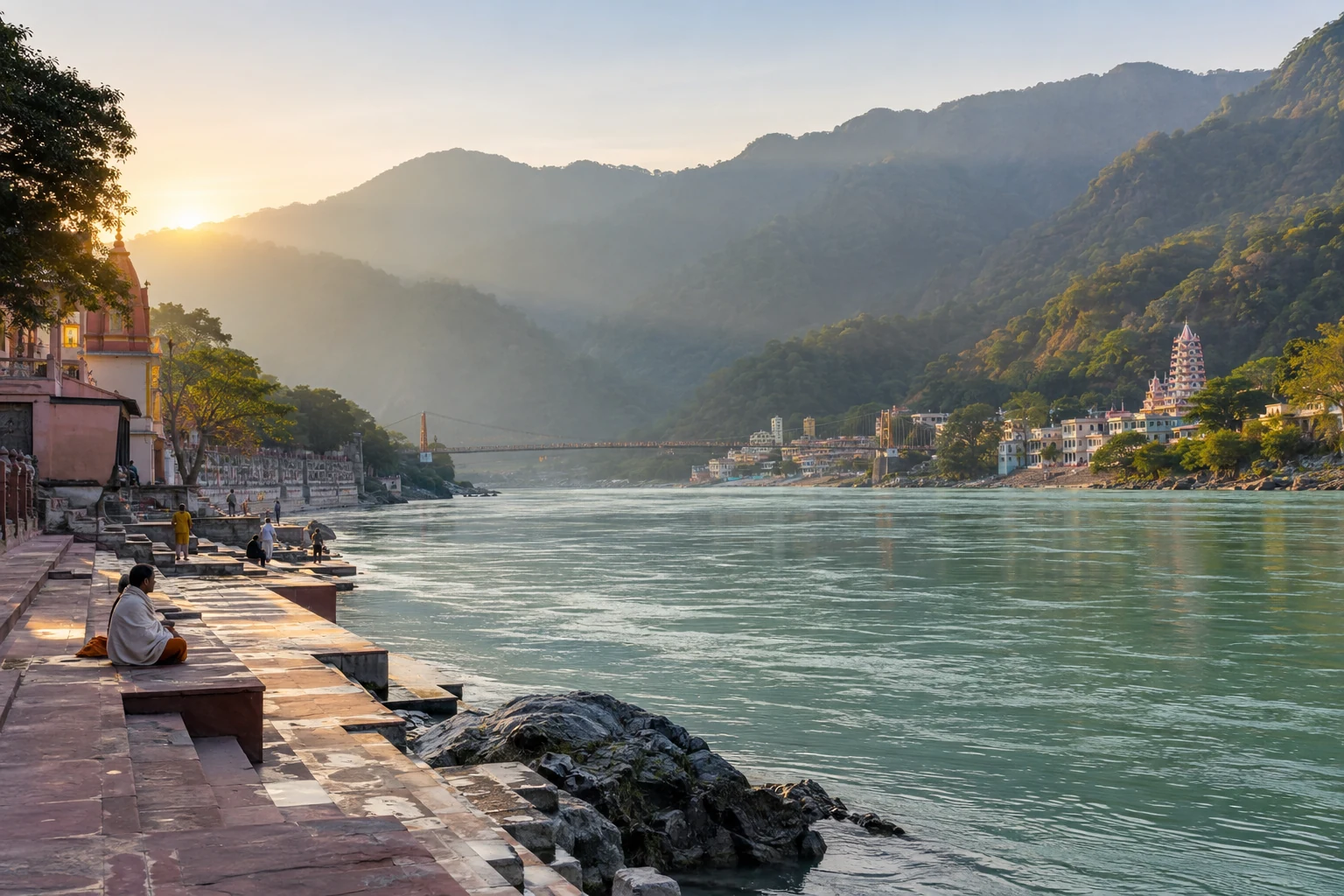 The Ganges leaving the Himalayan foothills near Rishikesh