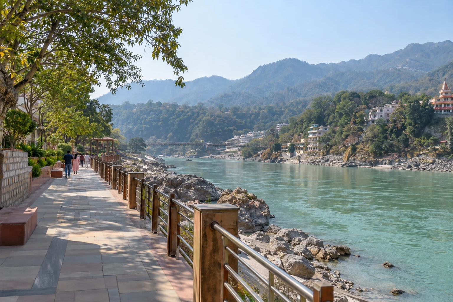 Illustrative view of Astha Path along the Ganges in Rishikesh
