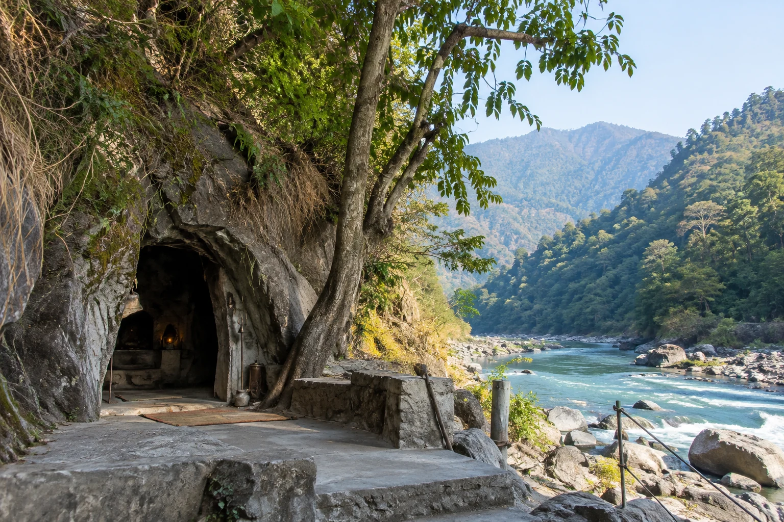 Illustrative view of Vashishta Gufa near Rishikesh