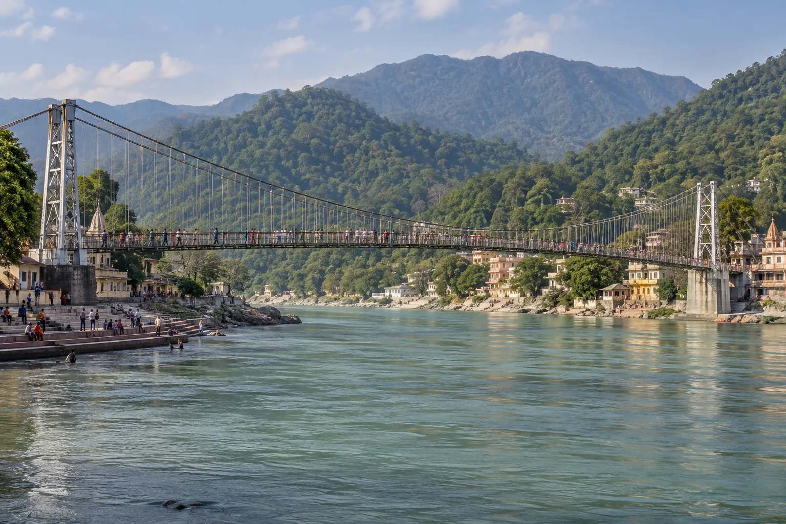 Janki Setu pedestrian bridge over the Ganges in Rishikesh