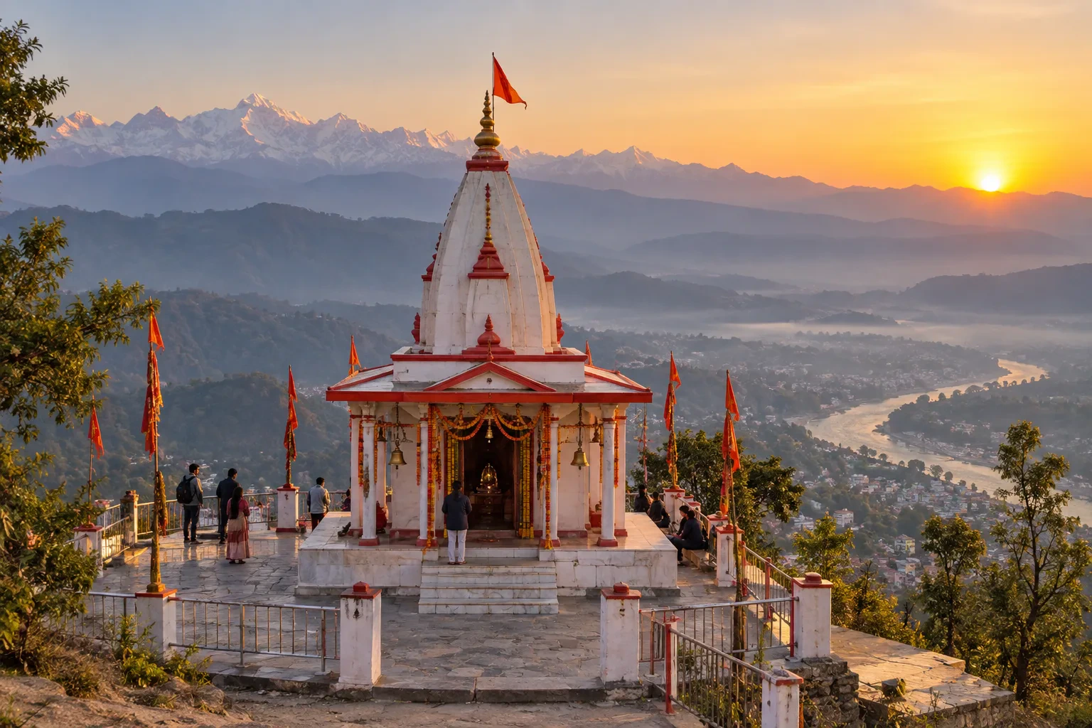 Kunjapuri Devi Temple sunrise viewpoint near Rishikesh