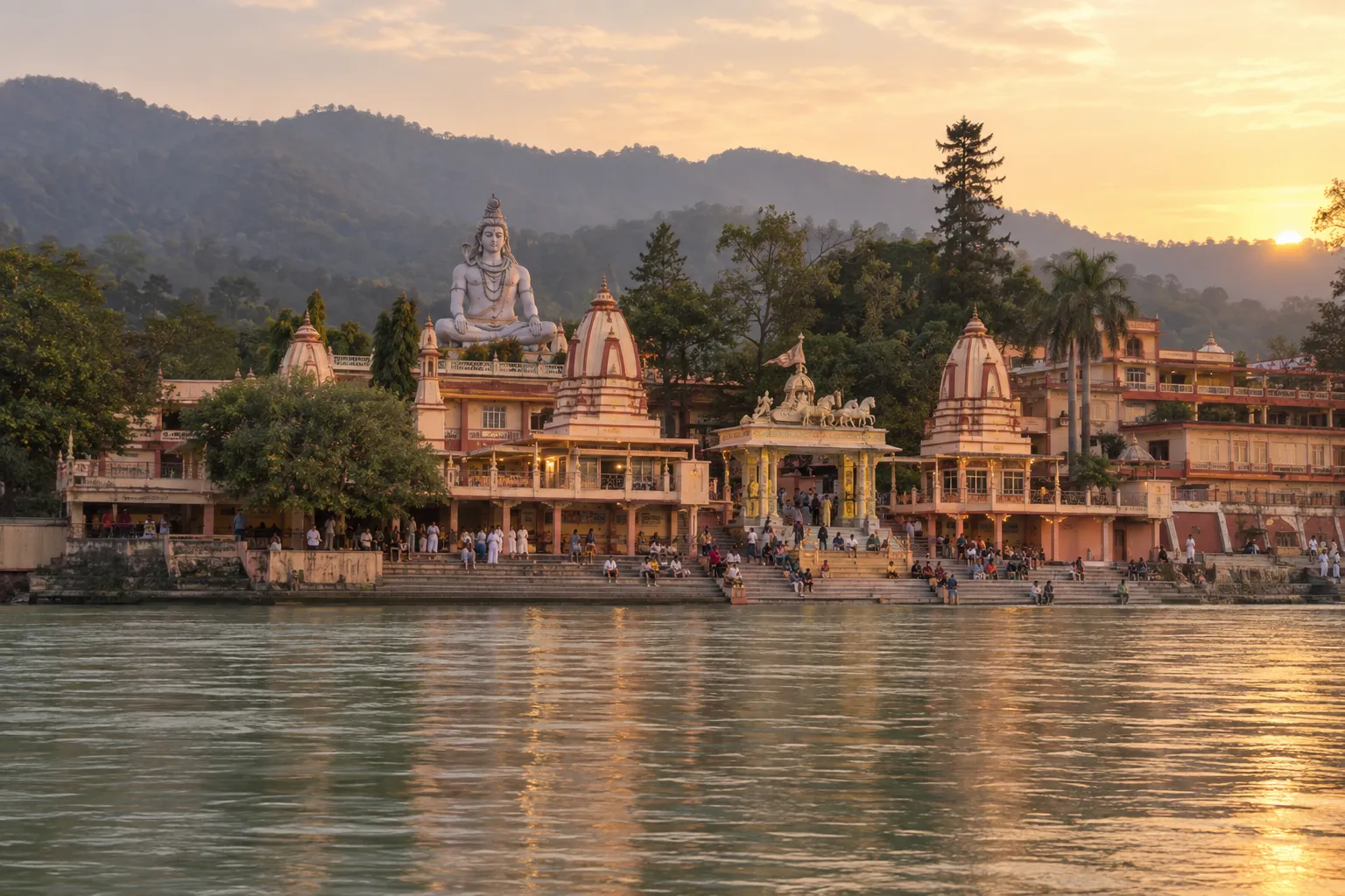 Parmarth Niketan Ashram beside the Ganges in Rishikesh